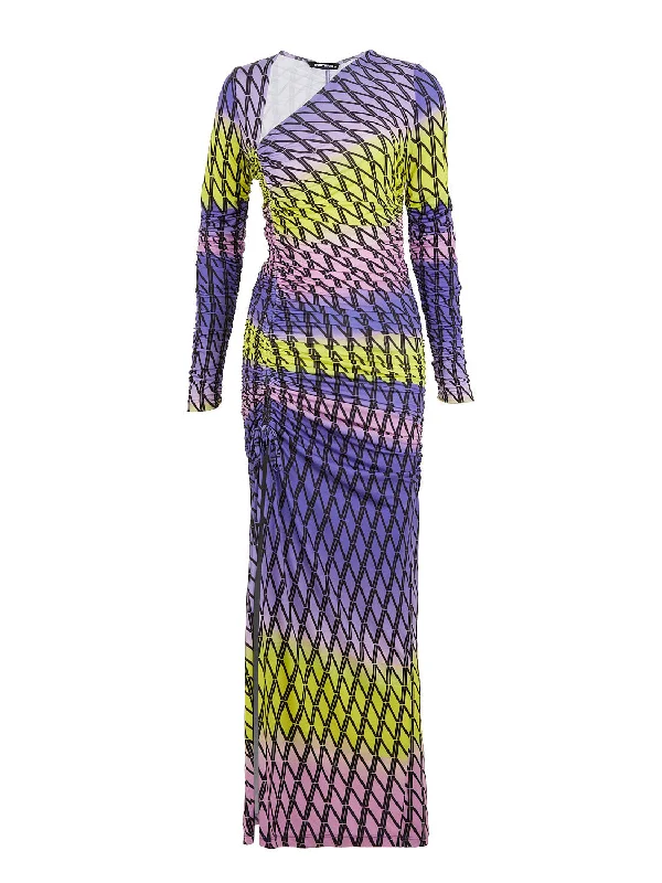 Women's Holiday Outfit Printed Maxi Slit Dress