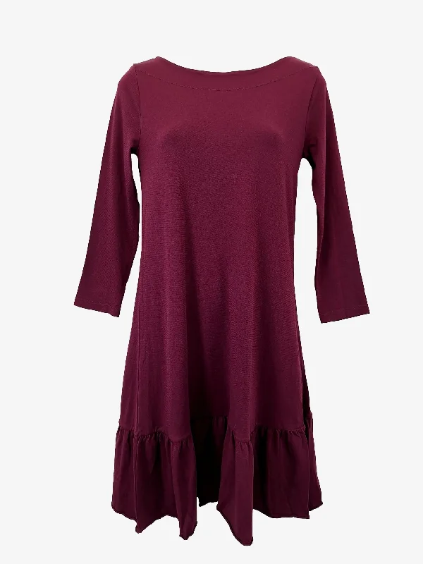 Latest Fashion Metalicus  Aubergine Stretch Boat Neck Mini Dress Size S