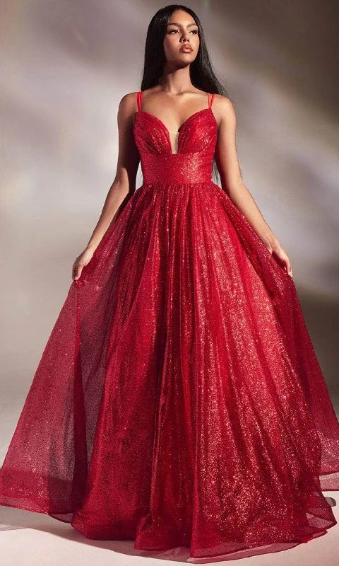 Sophisticated Women’s Fashion Ladivine CD996 - Dual Strap Glittered Evening Gown
