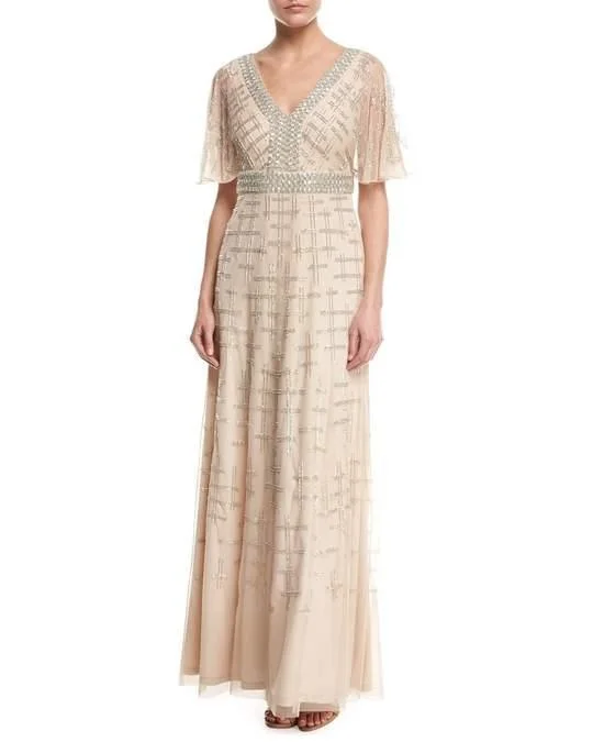Chic Women’s Outfit Ideas Aidan by Aidan Mattox Long Formal Flutter Sleeve Gown