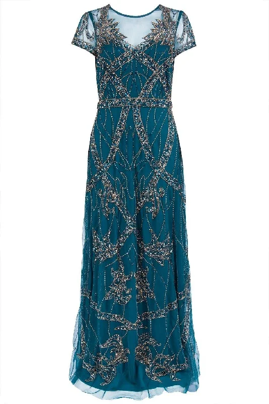 Timeless Style Promotions Aidan Mattox Long Formal Beaded Illusion Dress