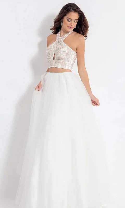 Flash Sales Rachel Allan - Two Piece Floral Halter Ballgown 6155 - 1 pc White/Rose/Gold In Size 4 Available