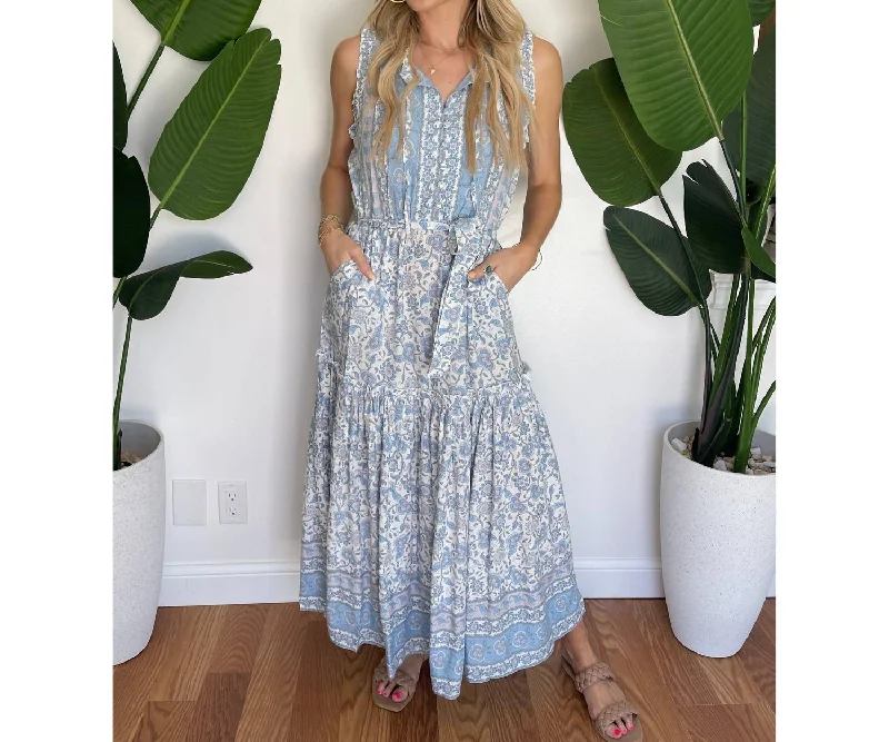 Trendy Street Style Attire Dress Powder In Sky Blue