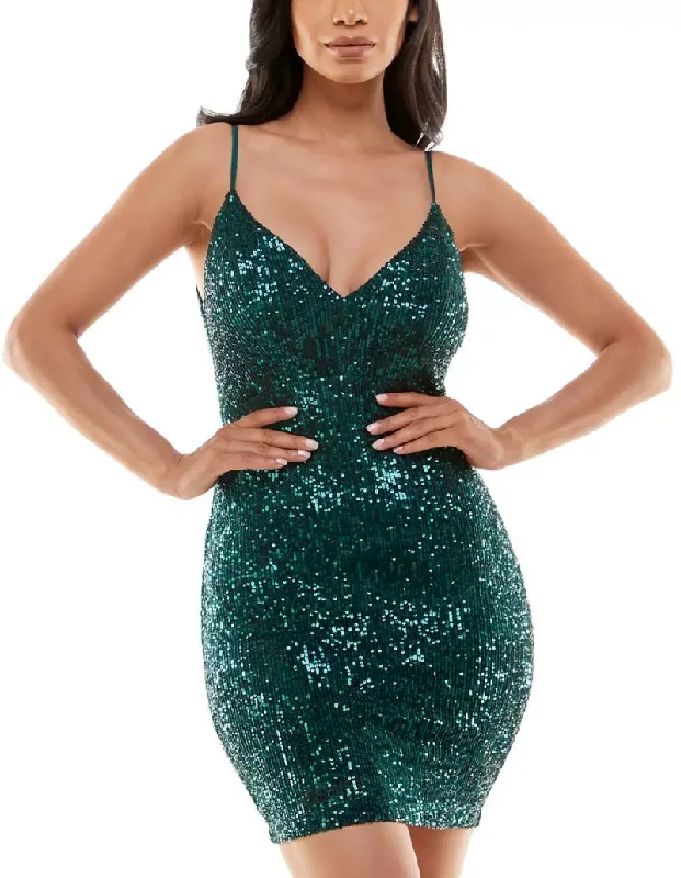 Trendy Urban Attire L - emerald sundae green sequin mini dress