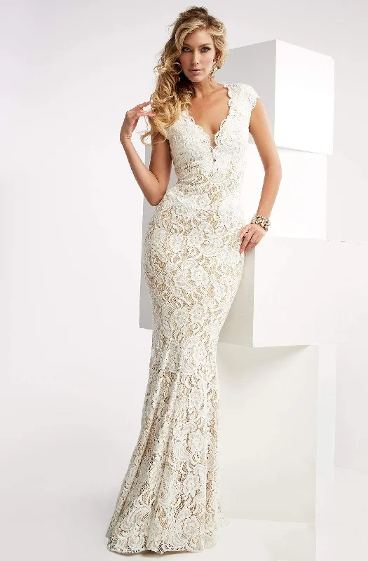 Inspired By You, Designed For You Jasz Couture - V-Neck Floral Lace Evening Gown 6025