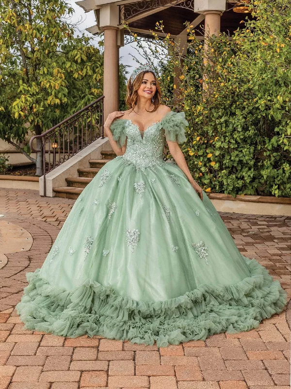 Relaxed Style Deals Dancing Queen 1887 - Ruffled Trim Off Shoulder Ballgown