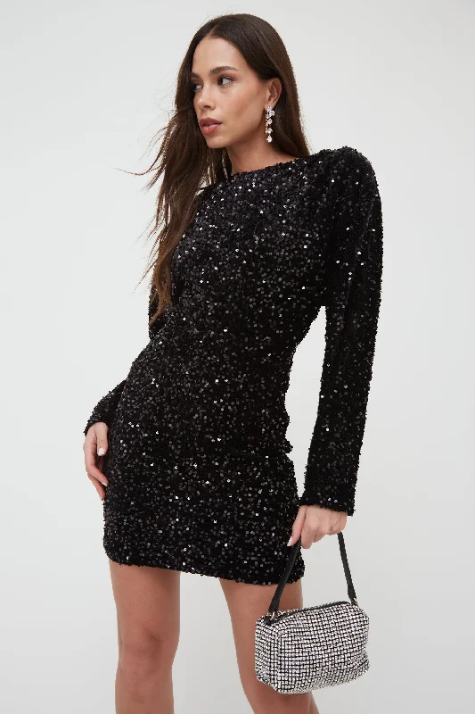 Luxury Casual Deals SEQUIN BLOUSON SLEEVE MINI DRESS