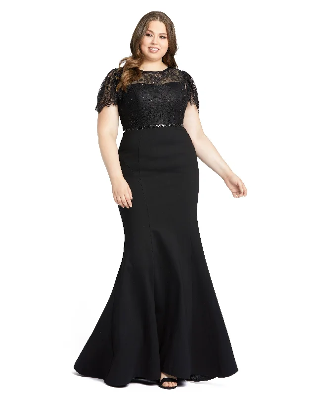 Chic Trend Collection Mac Duggal 48984 Fabulouss Long Plus Size Cap Sleeve Dress