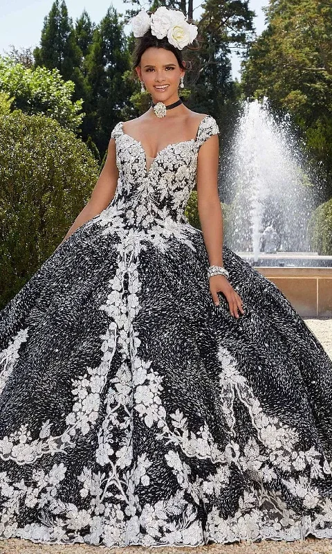 New In This Season Mori Lee - 34042 Plunging Floral Embroidered Ballgown