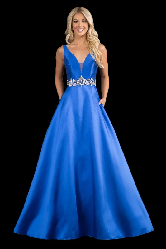 Women’s Casual and Dressy Outfits Nina Canacci 2297 Size 6 Royal plunging neckline A line prom dress formal evening gown