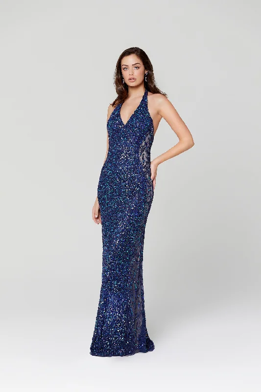 Trendy Casual Outfits Primavera Couture 3471 Size 4 Long sequin formal prom dress Halter evening gown beaded