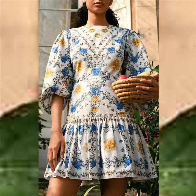 Flash Sales Today KittenAlarm - Shirley Floral Print Puff Sleeves Mini Dress