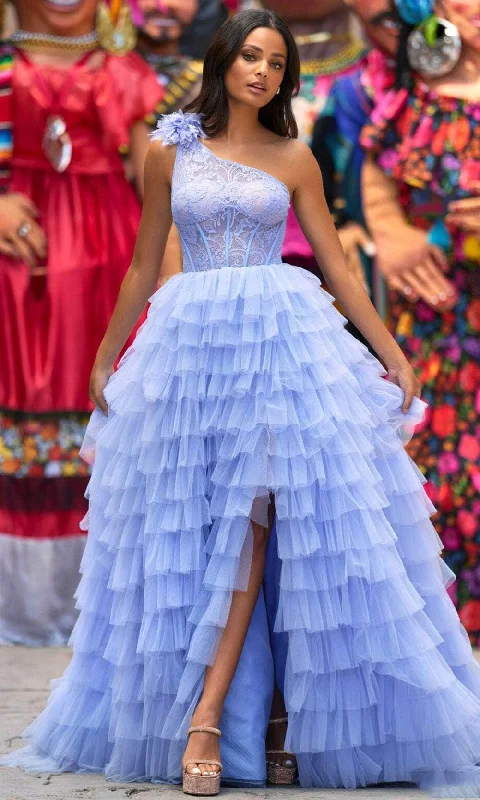 Flash Sales This Week Sherri Hill 55256 - One Sleeve Ruffled Plus Size Prom Gown
