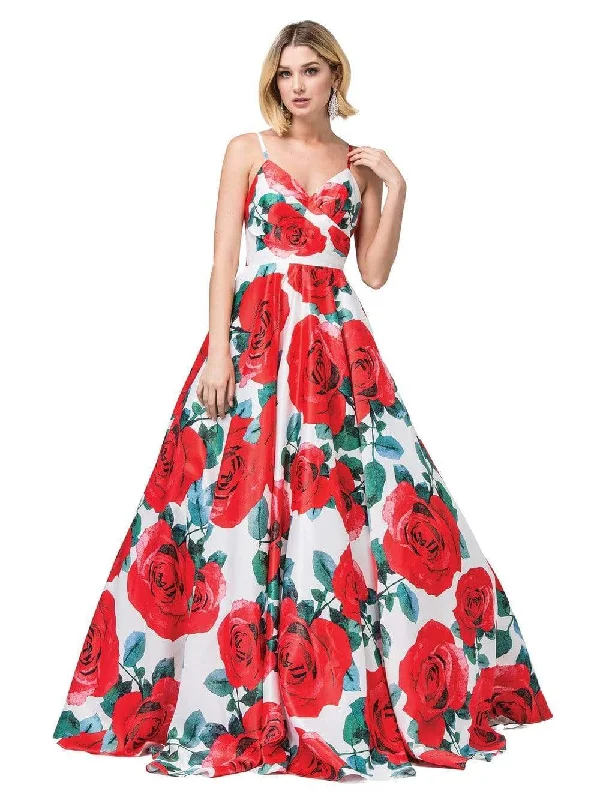 Spring Offer Dancing Queen - 2845 Floral Ruched V-Neck Ballgown