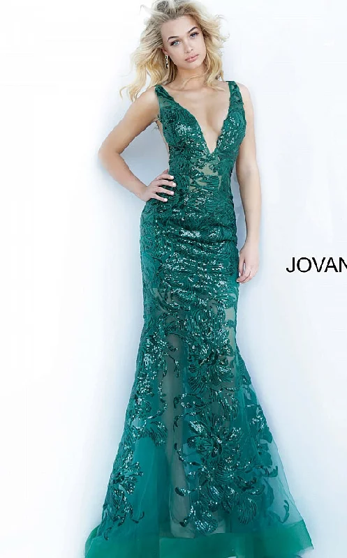 Limited-Time Offer Jovani 60283 Long Floral Sheer Sequin Formal Evening Prom Dress V Neck Gown