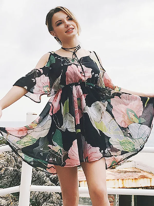 Sophisticated Style KittenAlarm - Off shoulder Floral Printed dress