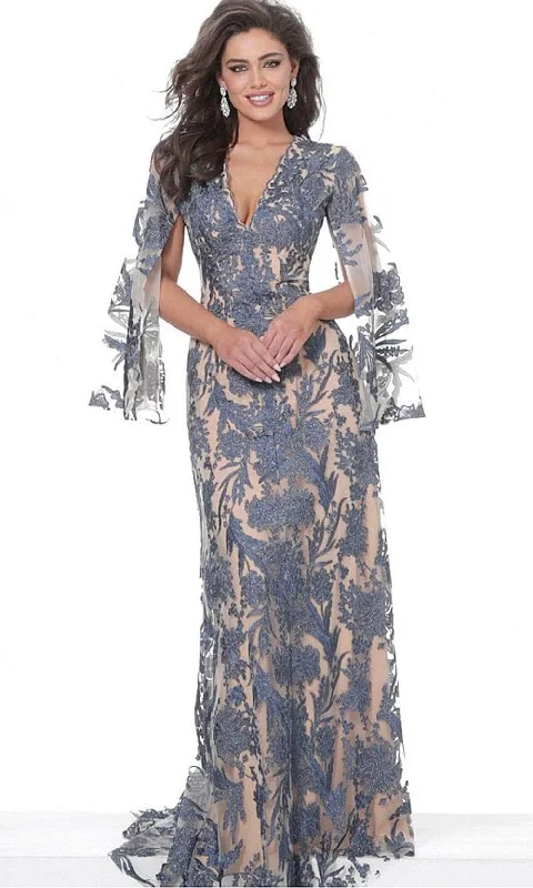 Plus Size Women’s Fashion and Clothing Jovani - V-Neck Embroidered Evening Gown 00752SC