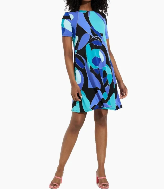 Unleash Your Style Abstract Dress In Aqua