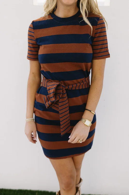 Flash Sale Starts Abigail Mini Dress - Brown/Navy
