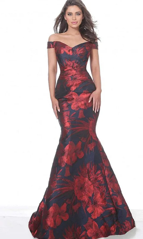 Casual Yet Chic Sales Jovani - 03932 Off Shoulder Floral Satin Mermaid Gown