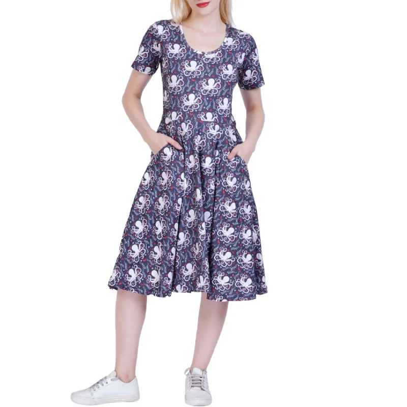 Seasonal Clearance Floral Octopus Twirl Dress