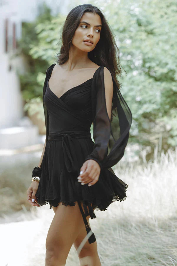 Daily Deals Esmeralda Balloon Sleeve Ruffled Mini Dress