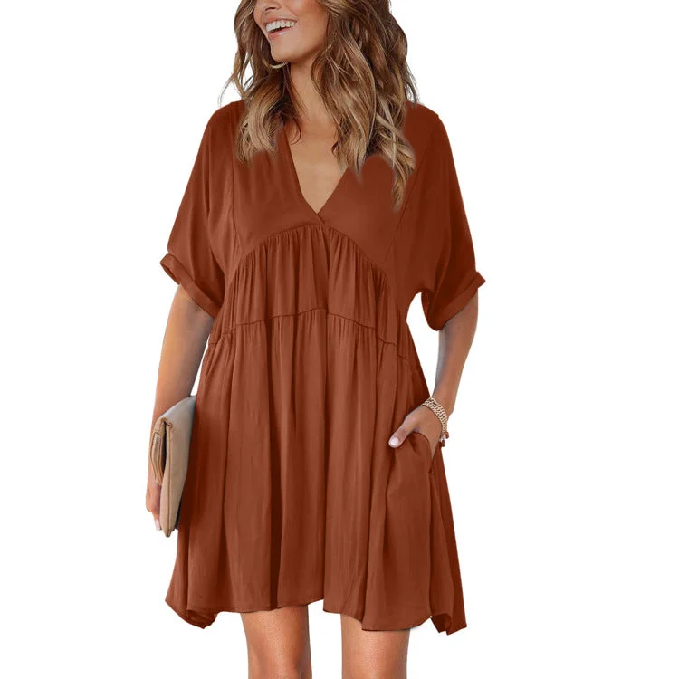 Limited Time Flash Sale Karsan Pocketed Plunge Mini Dress - Dusty Peach