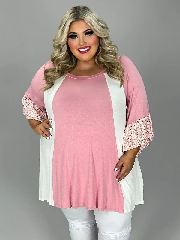 Clothing Online 47 CP {Looking For Daisies} Blush/Ivory Floral Sleeve Tunic EXTENDED PLUS SIZE 4X 5X 6X