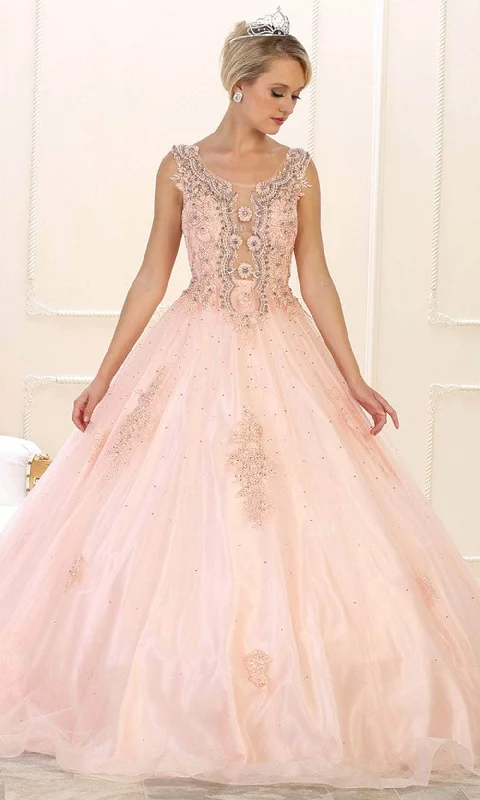 Sale For Women May Queen LK98 - Sheer Inset Embroidered Ballgown