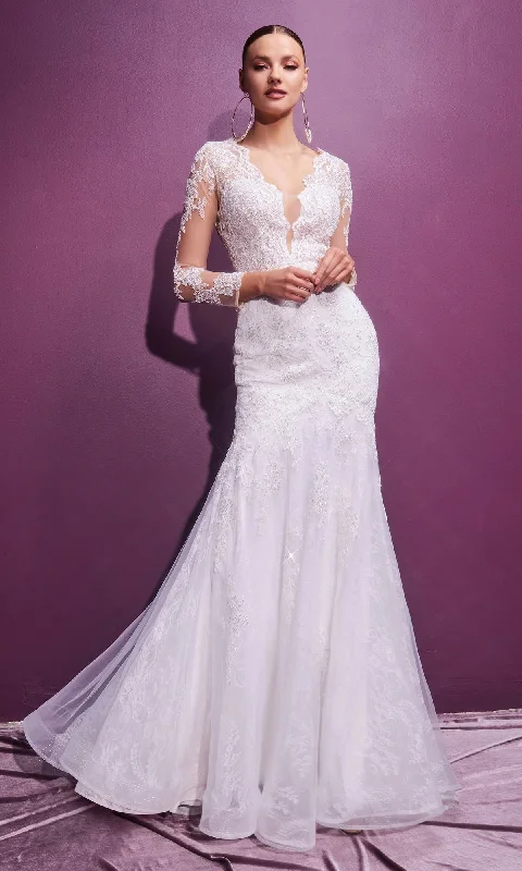 On-Trend Fashion Offers Long Sleeve Long White Wedding Dress CD951W