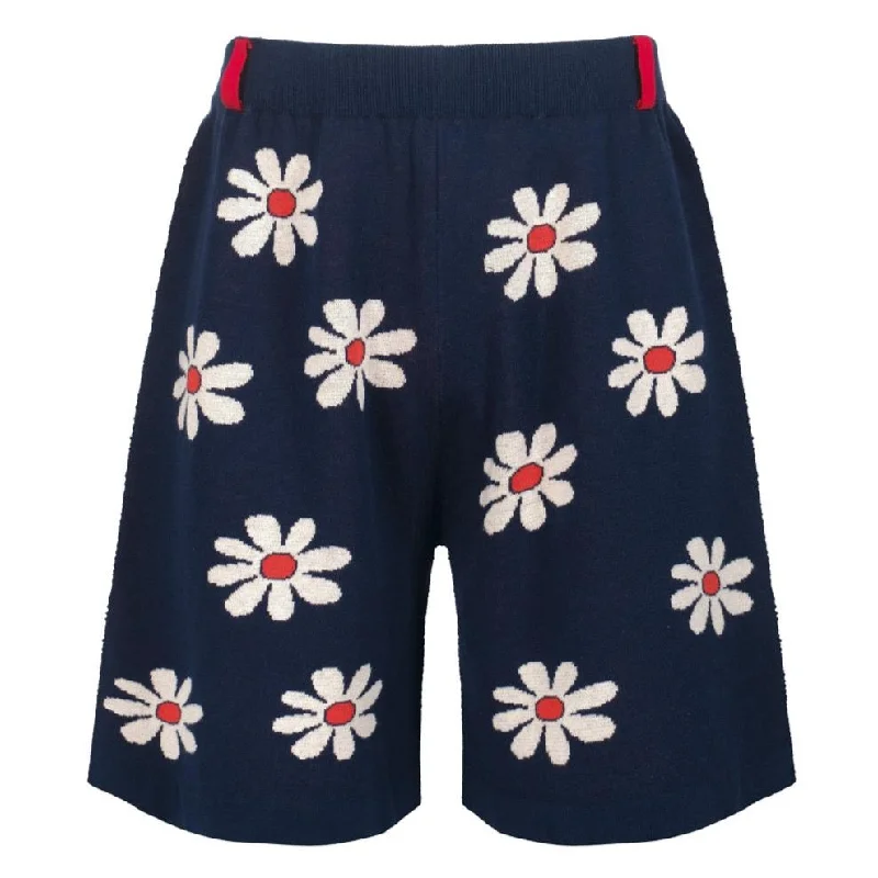 Massive Savings Men's navy blue vintage floral knit shorts