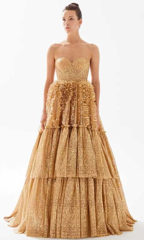Sale Clothes Online Tarik Ediz 98203 - Ruffle Embellished Sweetheart Ballgown