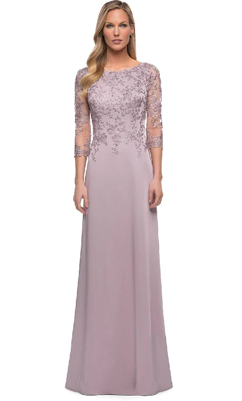 Trendy Street Style La Femme 29251SC - A-Line Lace Appliqued Formal Gown