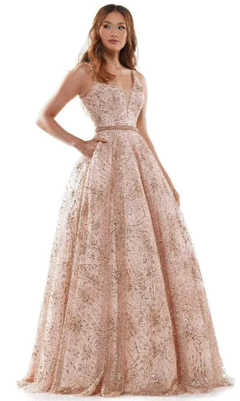 Elegant Attire For The Modern Lady Colors Dress - Sequined Plunging V-Neck Ballgown G942