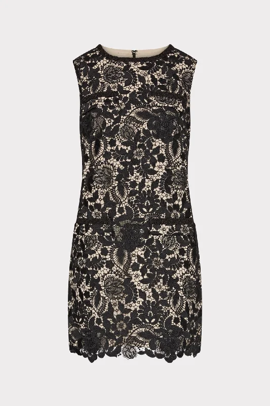 Chic And Edgy 3D Garden Lace Sleeveless Mini Dress