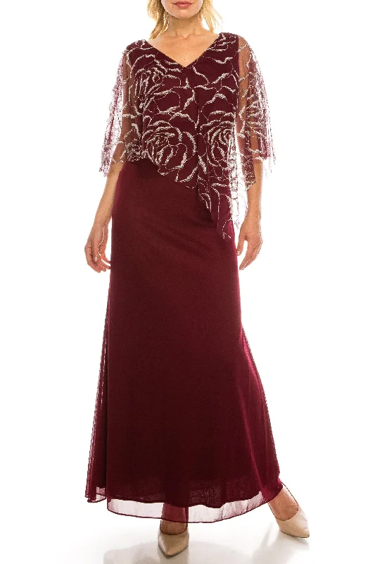 Save Big SL Fashions 9133123 Long Formal Beaded Cape Evening Dress