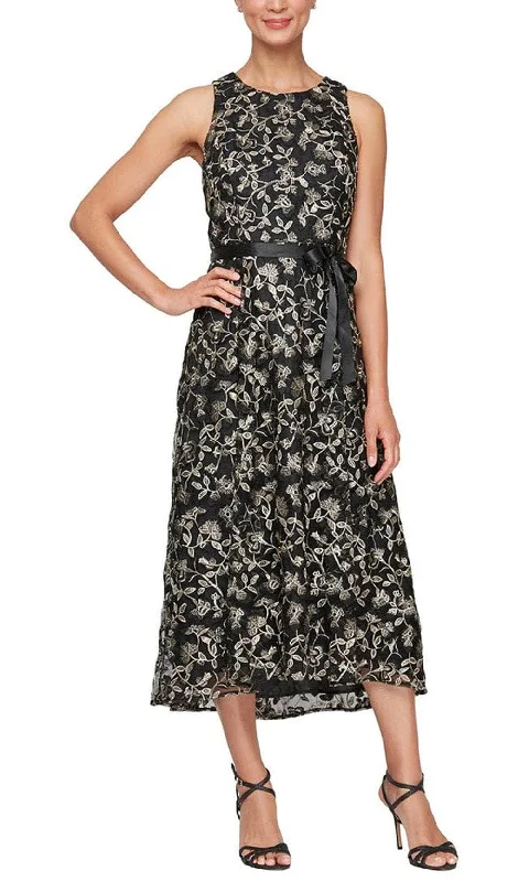 Affordable Trendy Fashion Alex Evenings 51171675 - Sleeveless Floral Embroidered Tea-Length Dress