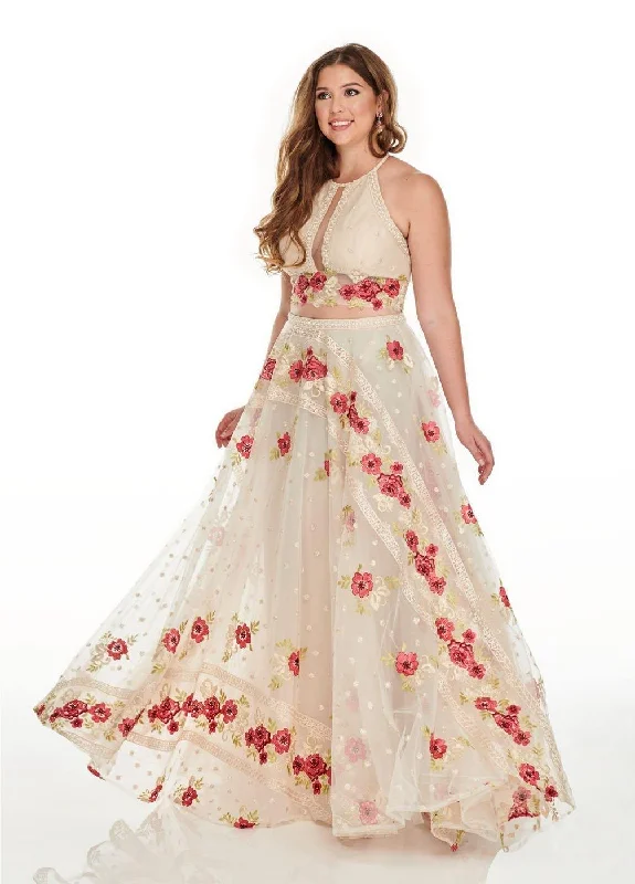 Elegant Style Rachel Allan Two Piece Sexy Long Plus Size Prom Dress