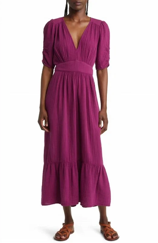 Women's High-Fashion Outfit Brinley Cotton Gauze Dress In Plum