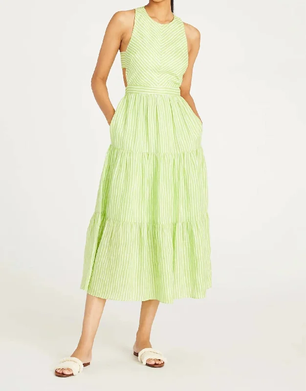 Women's Active Outfit For Fitness Giovanna Stripe Day Dress In Lime Stripe