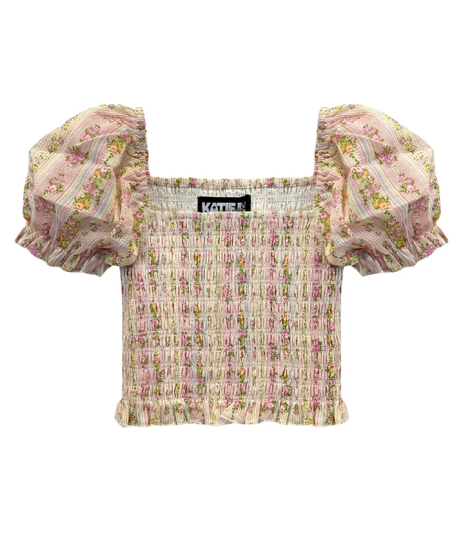 Clothes Woman Katie J NYC Girls Shabby Floral Stripe Marlee Top
