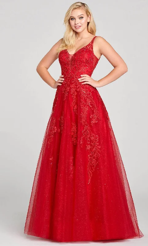 Don't Miss Out Ellie Wilde EW121003 - Lace Appliqued A-Line Prom Gown