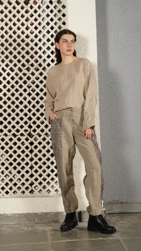 Street Chic Discounts Carey Linen Blend Pant in Latte