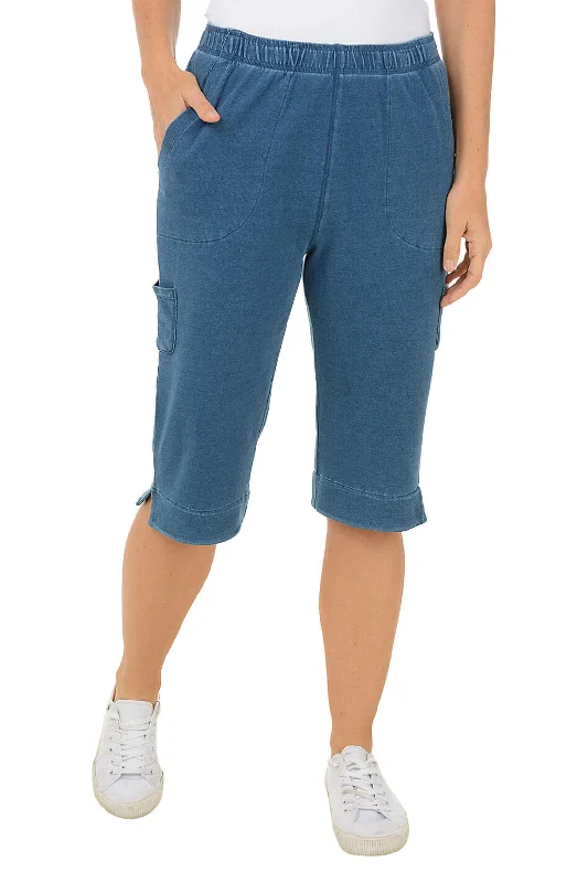 Shop The Hottest Deals Denim Terry Cargo Pocket Skimmer Pant