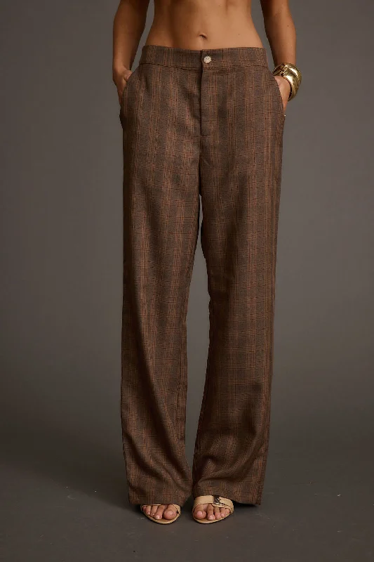 Trendy Pulse Franklin Tan Checkered Pant