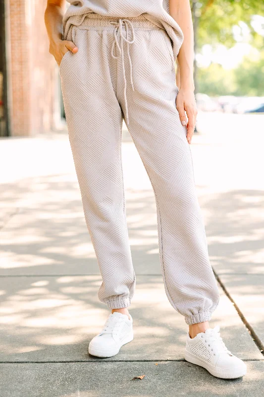 Hot Trends Never Too Much Oatmeal Brown Textured Joggers