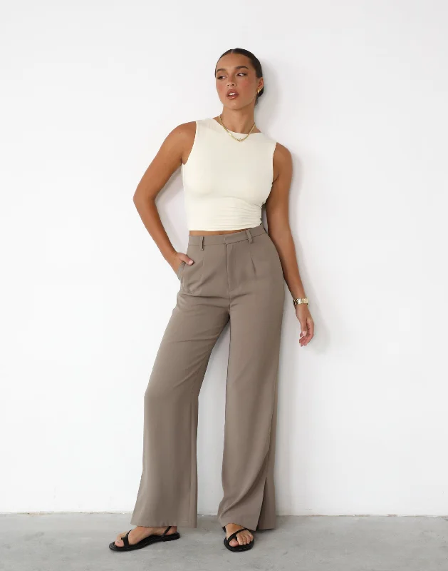 Sophisticated Style Offers Sailing Away Pants (Mushroom)