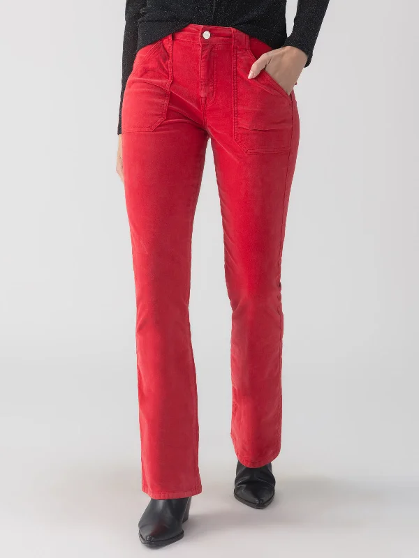 Hot Styles Velveteen Hayden Bootcut Standard Rise Pant Mars Red