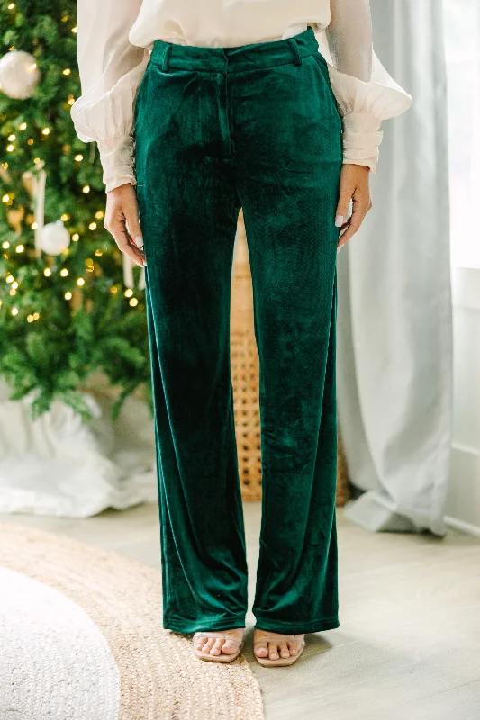 Chic Style, Always In Vogue Under Control Emerald Green Velvet Pants