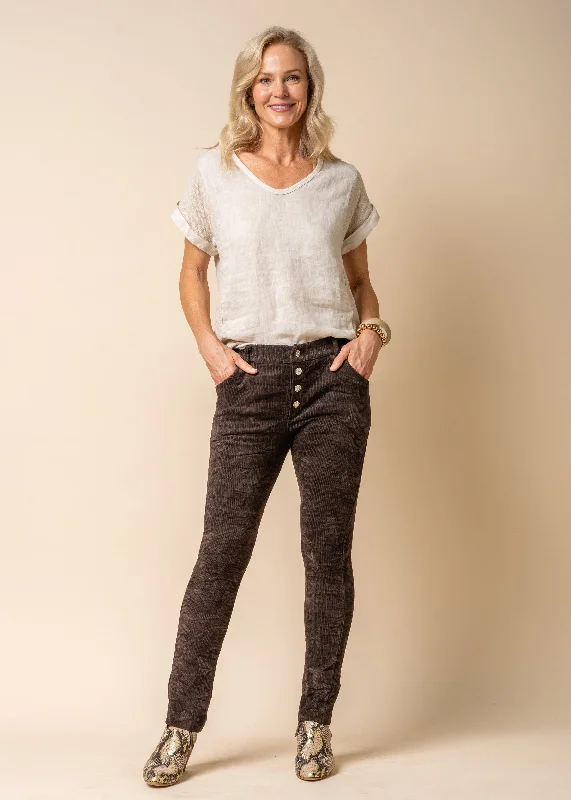 Timeless Elegance Sale Jream Corduroy Pants in Coco